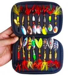 Spinnerbait con anzuelos triples y plumas – Señuelo giratorio metálico
