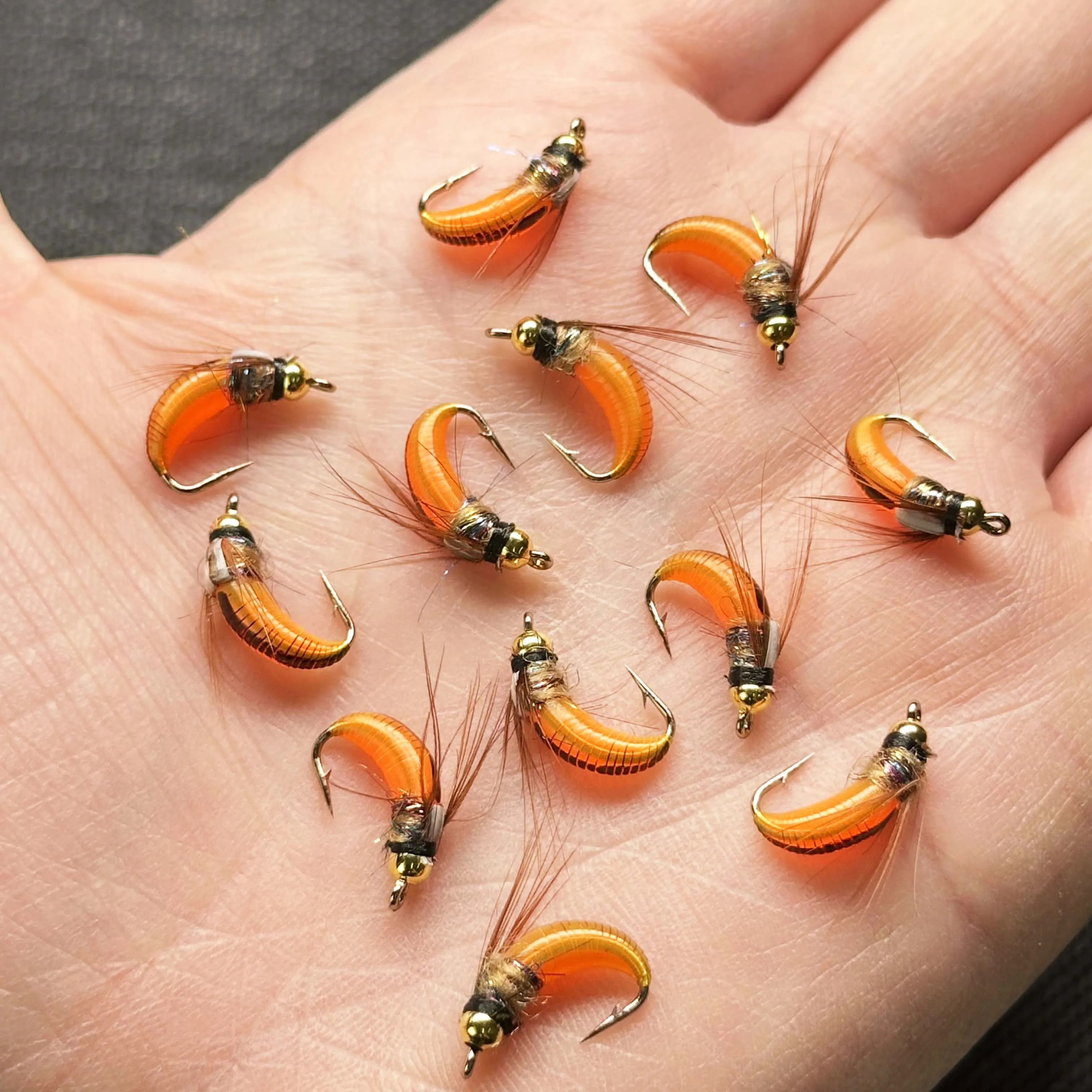 Cebo mosca húmeda con cabeza de latón para lubina y trucha Caddis - imagen 5