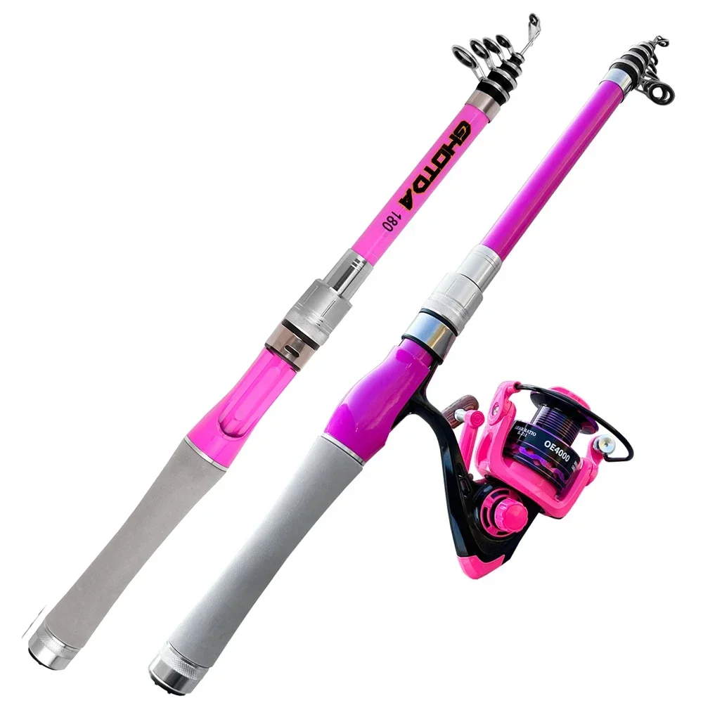Caña pescar carpa lubina telescópica con carrete Baitcasting - imagen 2