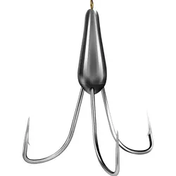 Anzuelos triples jig de acero alto carbono, plateados, para carpa