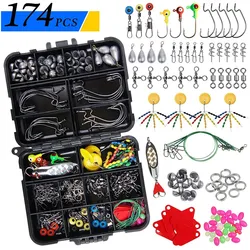 Kit Accesorios Pesca: Anzuelos Jig + Pesas Giratorias + Anillos Divididos
