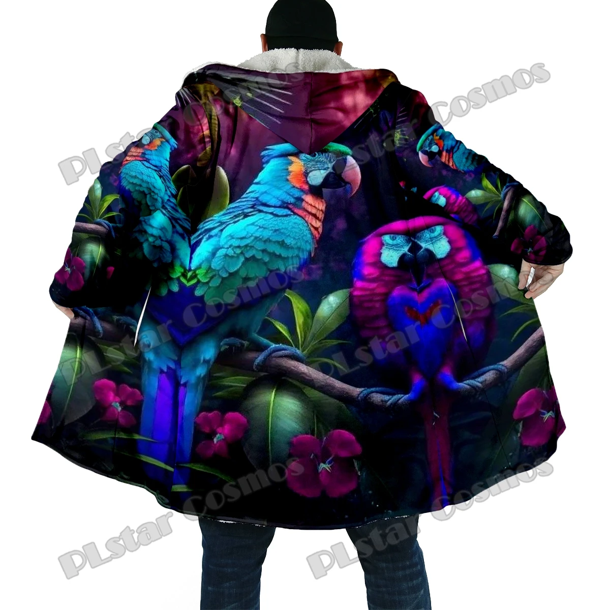 Capa Unisex con Capucha de Lana Gruesa – Estampado 3D Loro - imagen 4
