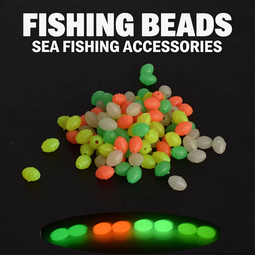 Cuentas luminosas antideslizantes para pesca con brillo nocturno