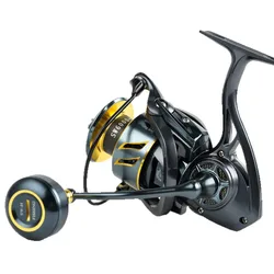 Carrete giratorio de spinning metálico sin holgura para pesca en mar