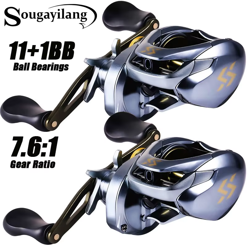 Carrete Baitcasting Sougayilang 11+1BB – Freno magnético para lubina