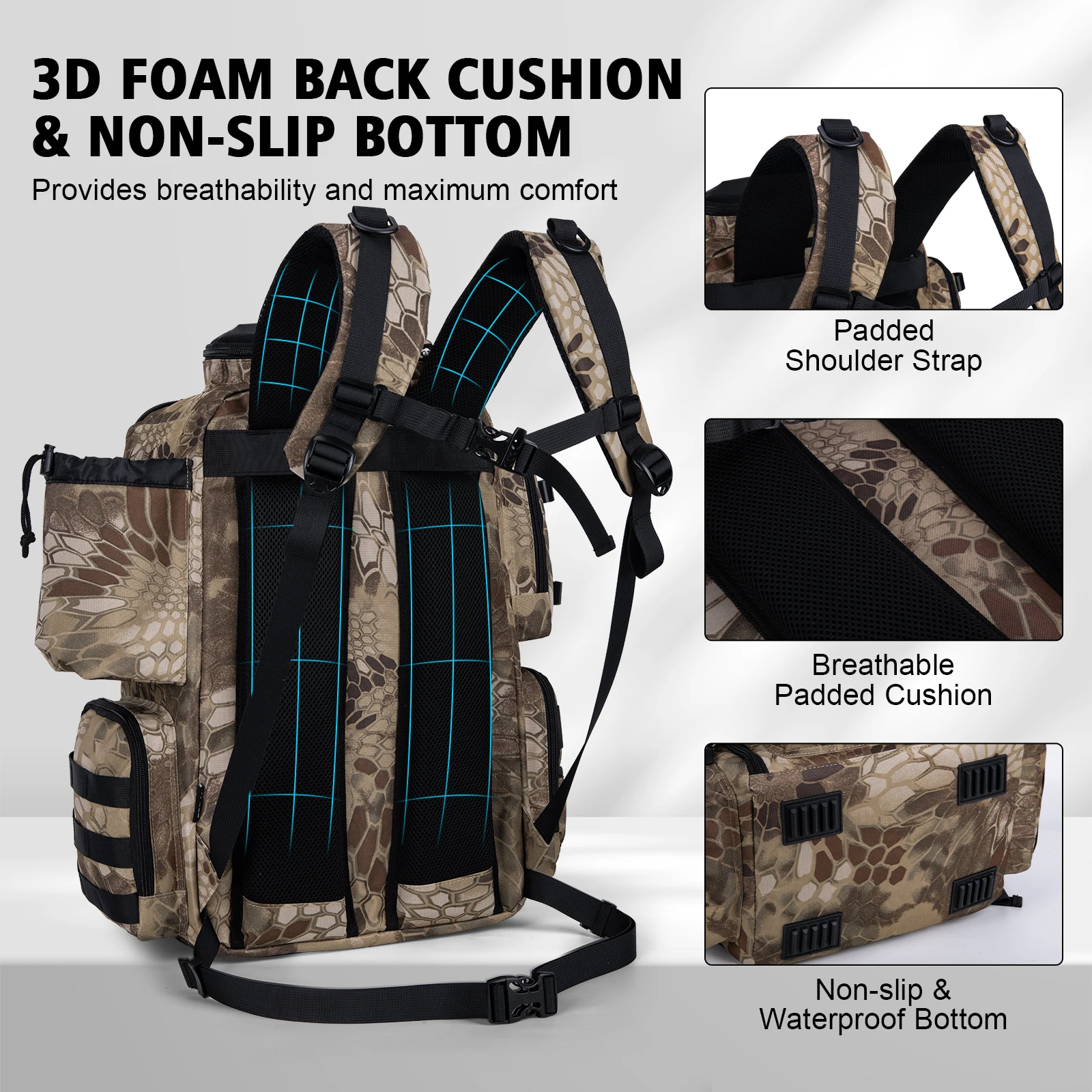 Mochila de pesca Goture Multipocket impermeable con soporte de cañas - imagen 3
