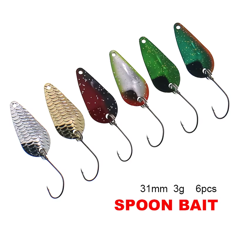 Cuchara giratoria de pesca con anzuelo afilado