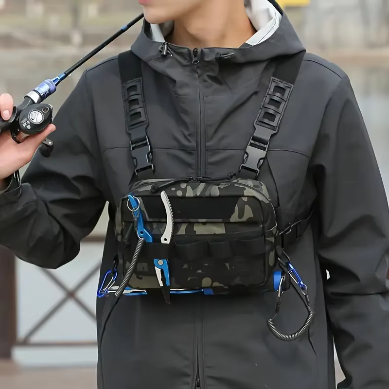 Chaleco organizador de pesca con bolsillos camuflaje para aparejos - imagen 4