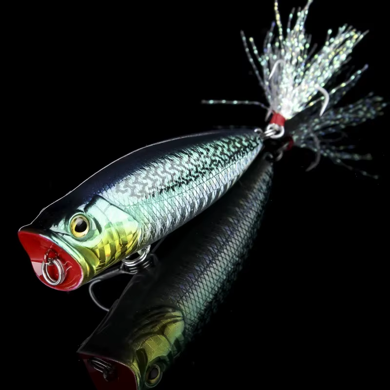 Popper sankehead de 70 mm para achigán – Flotante con triple anzuelo - imagen 3
