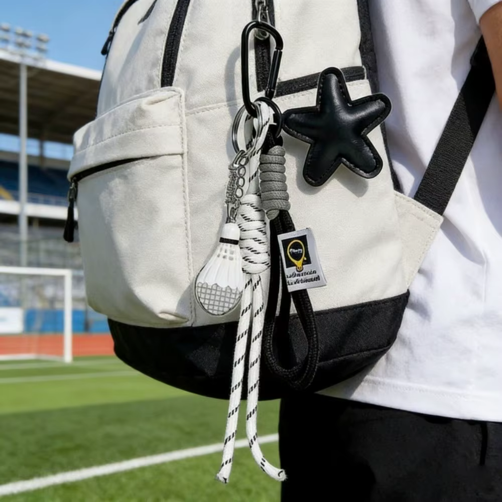 Llavero de cuero multicolor con estrella para mochila y equipaje