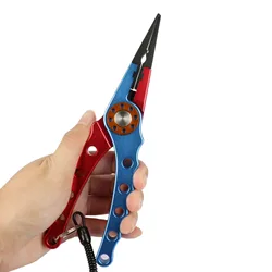 Alicates de pesca de acero con cordón: cortador y abridor para anillas