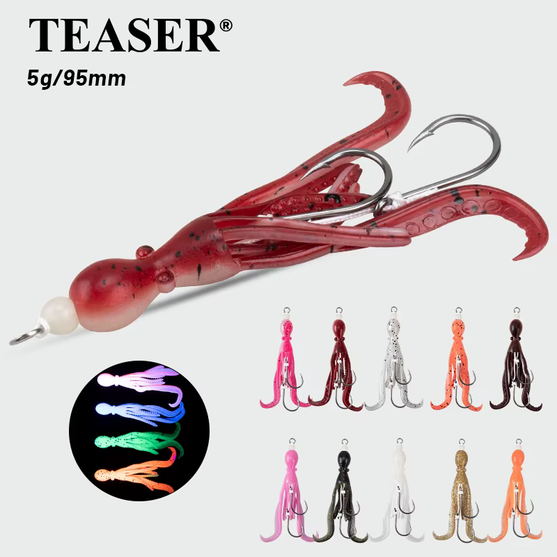 TEASER HK037 Anzuelo pulpo biónico TPE flexible jigging UV agua salada - imagen 5