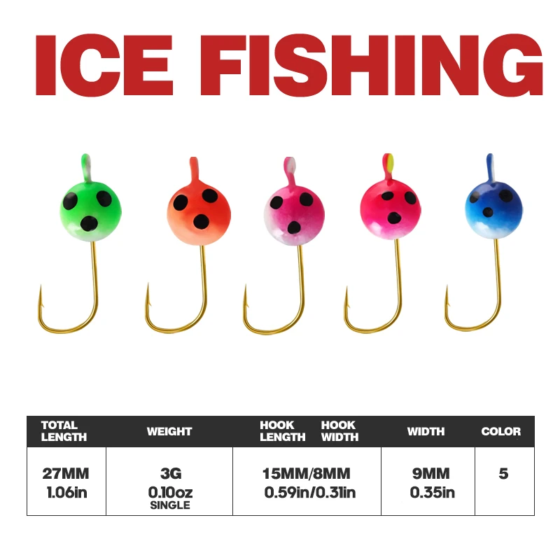 TAIYU Anzuelos pesca en hielo con cabeza de plomo y micro - imagen 5