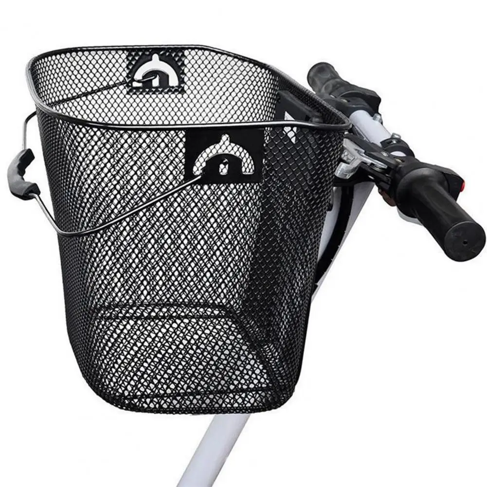 Cesta de bicicleta de malla metálica para manillar con asa - imagen 4