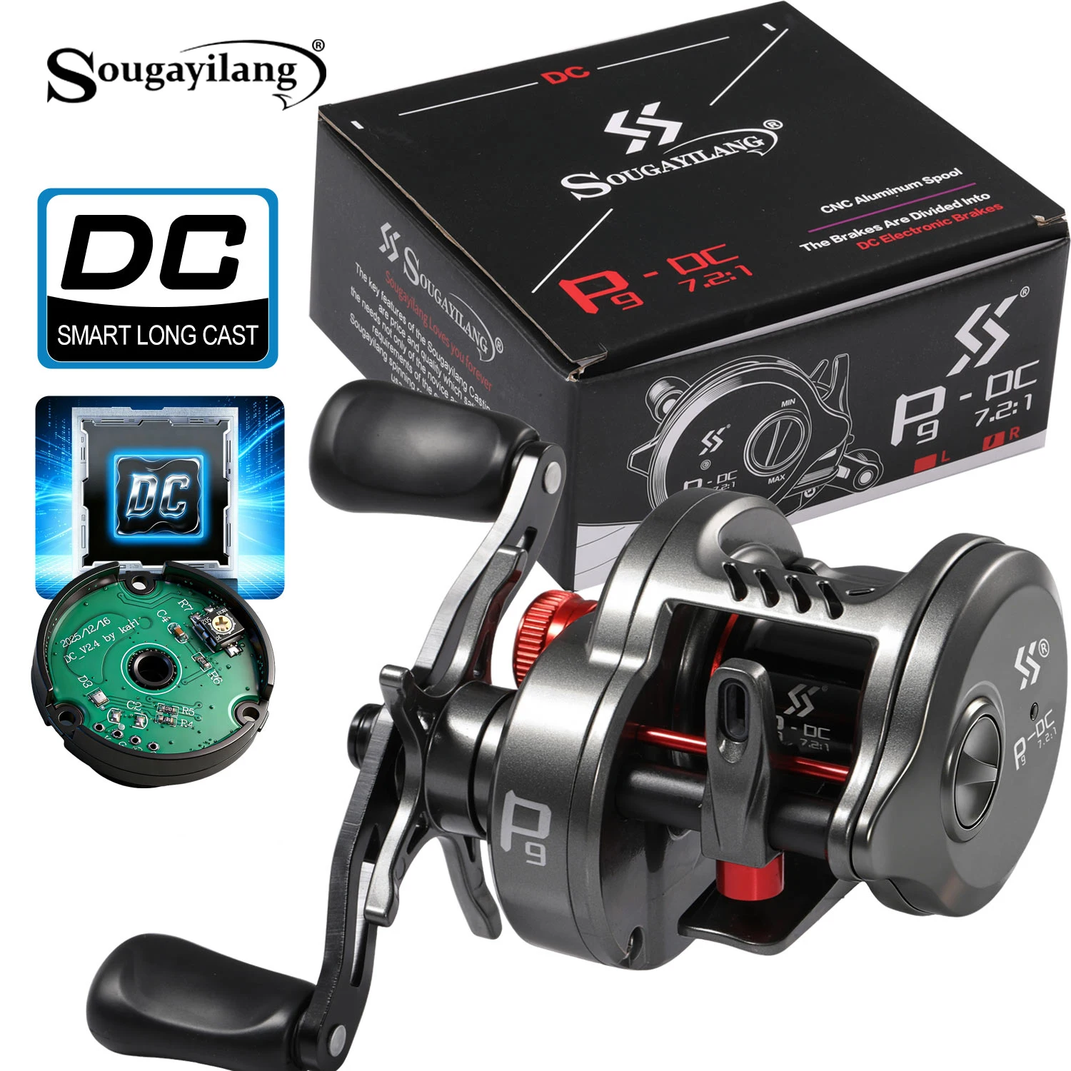 Sougayilang P9-DC – Carrete baitcasting con freno electrónico - imagen 4