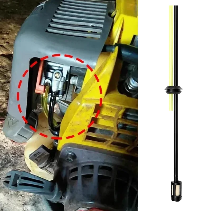 Montaje del filtro de combustible en el tubo de gasolina del cortacésped