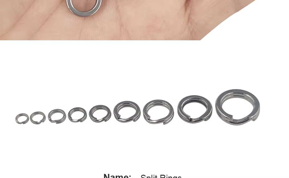 Detalle de anillos partidos para conectar accesorios de pesca
