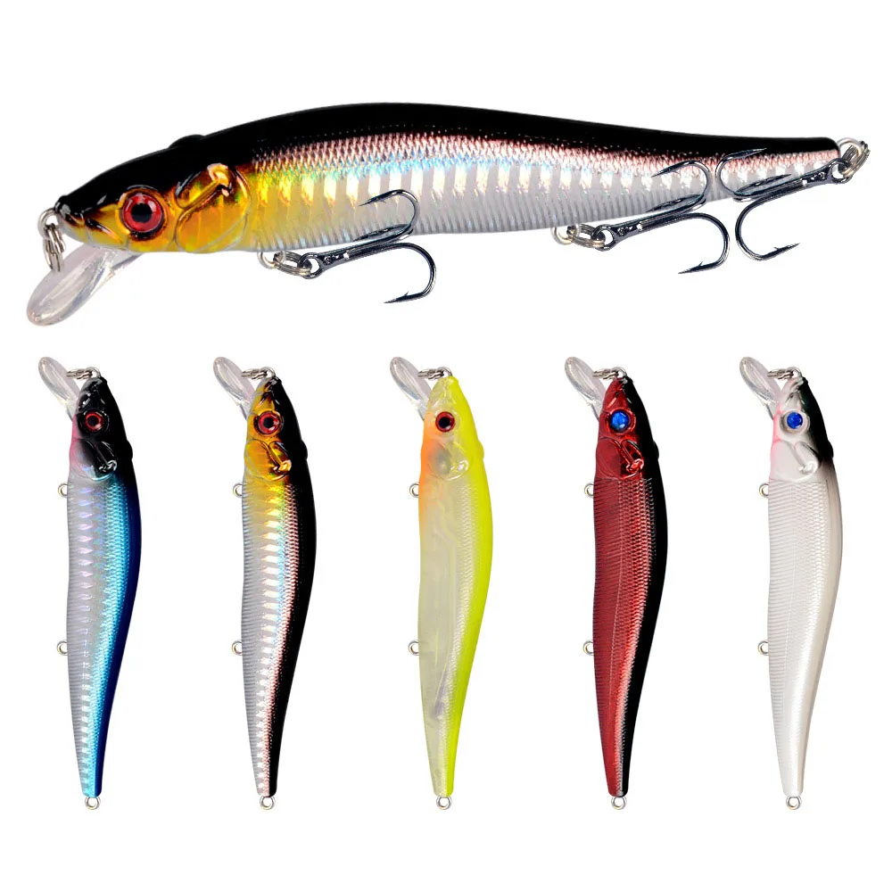 Minnow Crankbait con anzuelos triples – Ojos duros 3D para lucio - imagen 2