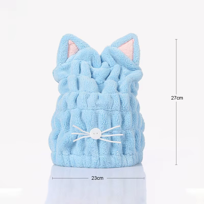 Toalla microfibra con forma de gato Coral - gorro secado rápido - imagen 2