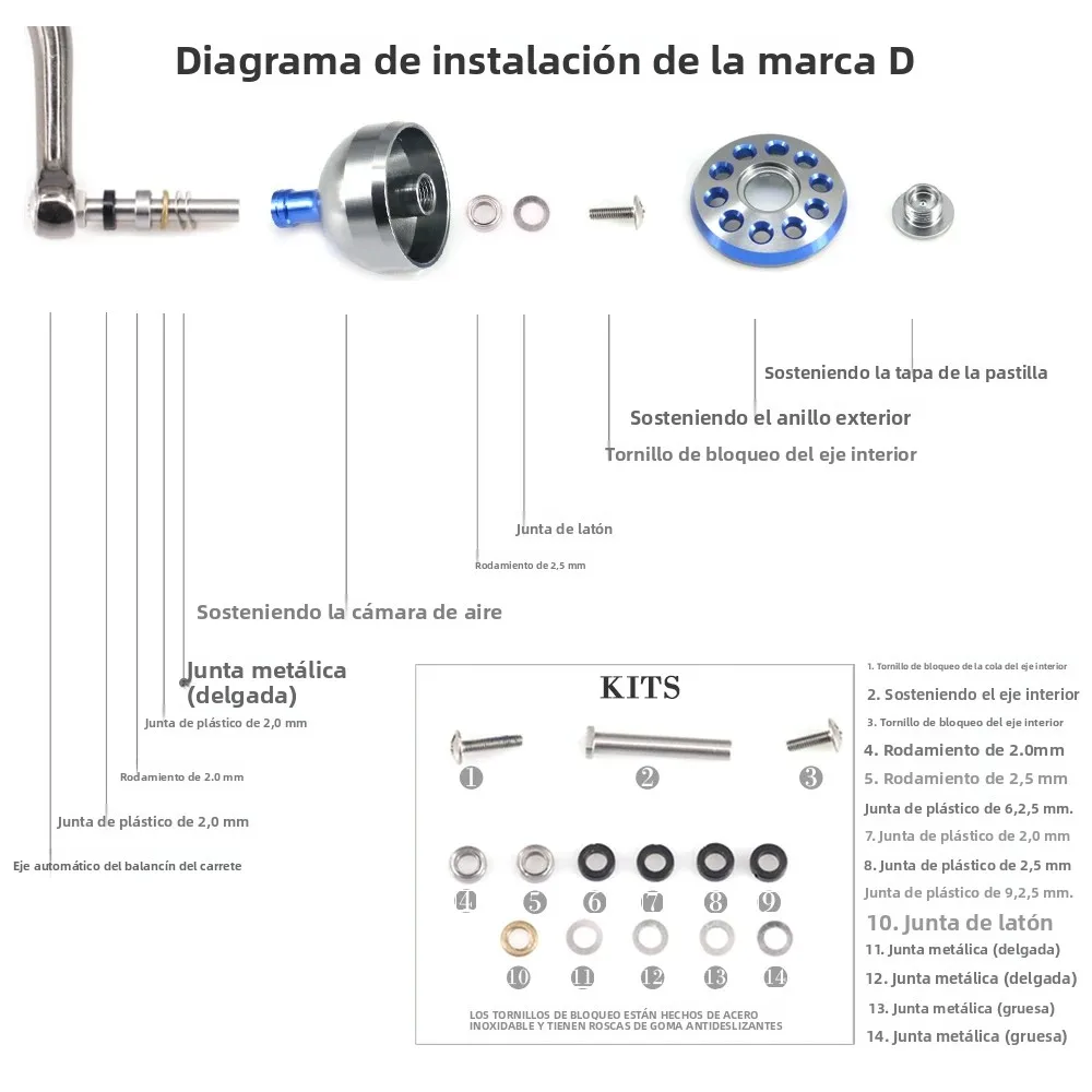 Perilla de metal para carretes baitcasting DEUKIO - imagen 3