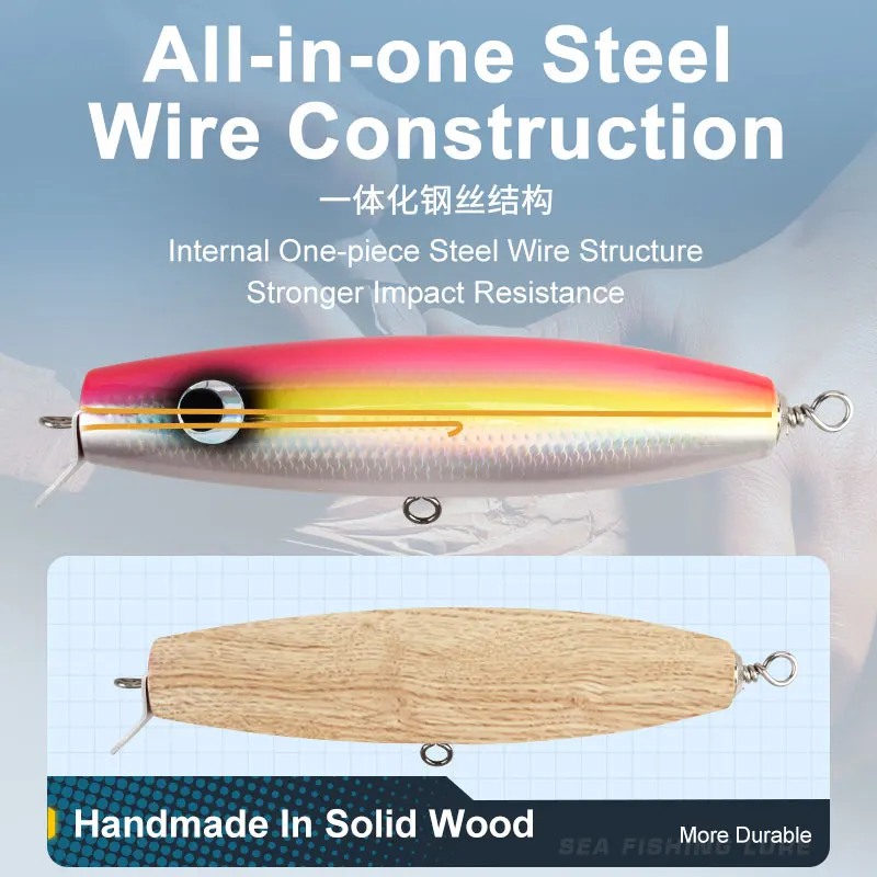 OBSESSION WD133 Popper de madera flotante y hundimiento agua salada - imagen 4