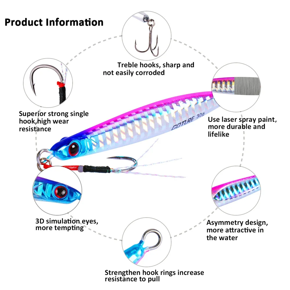 Goture señuelo jig de metal para lubina en mar, artificial - imagen 2