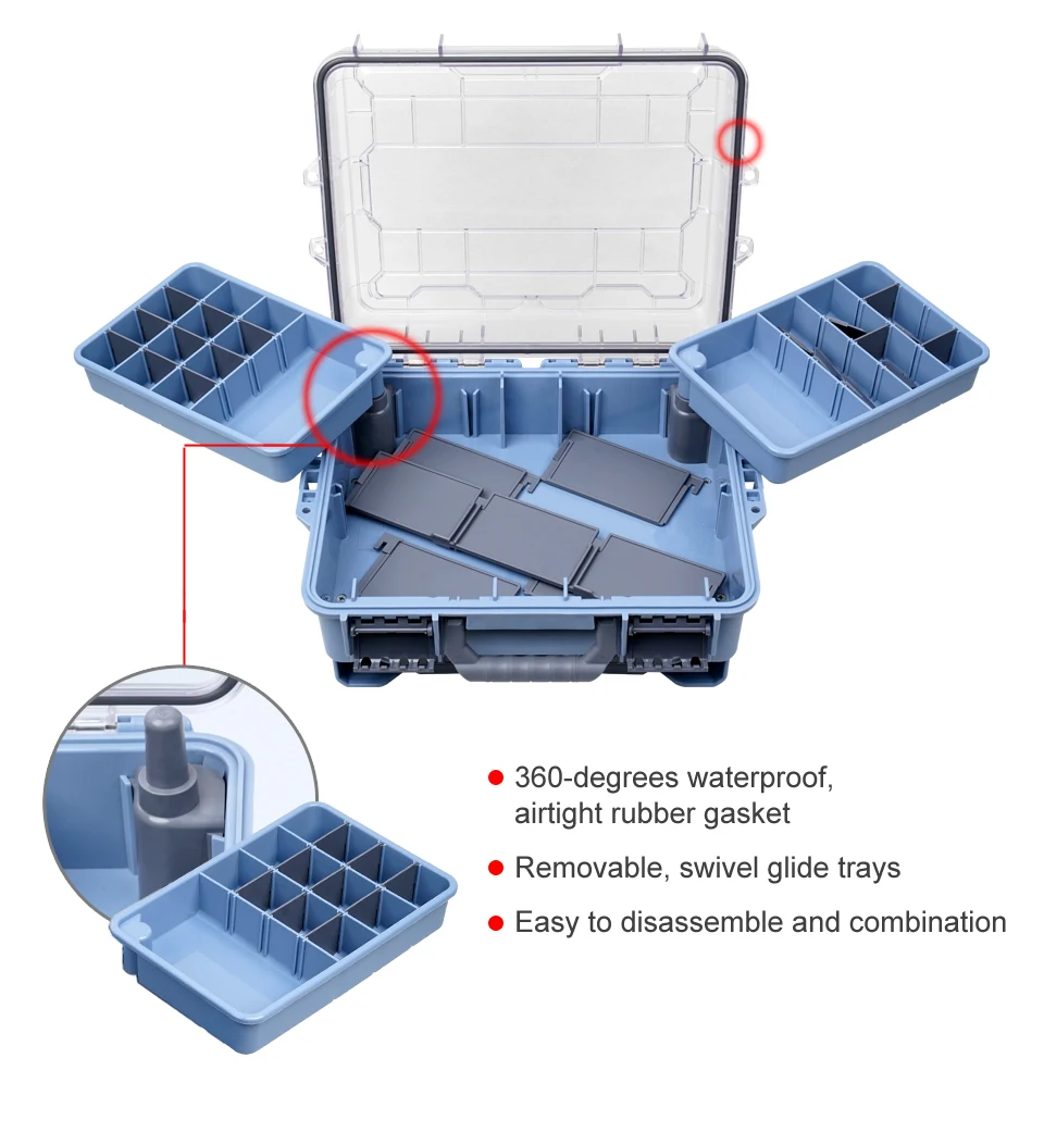 Caja en uso junto a otros equipos de pesca