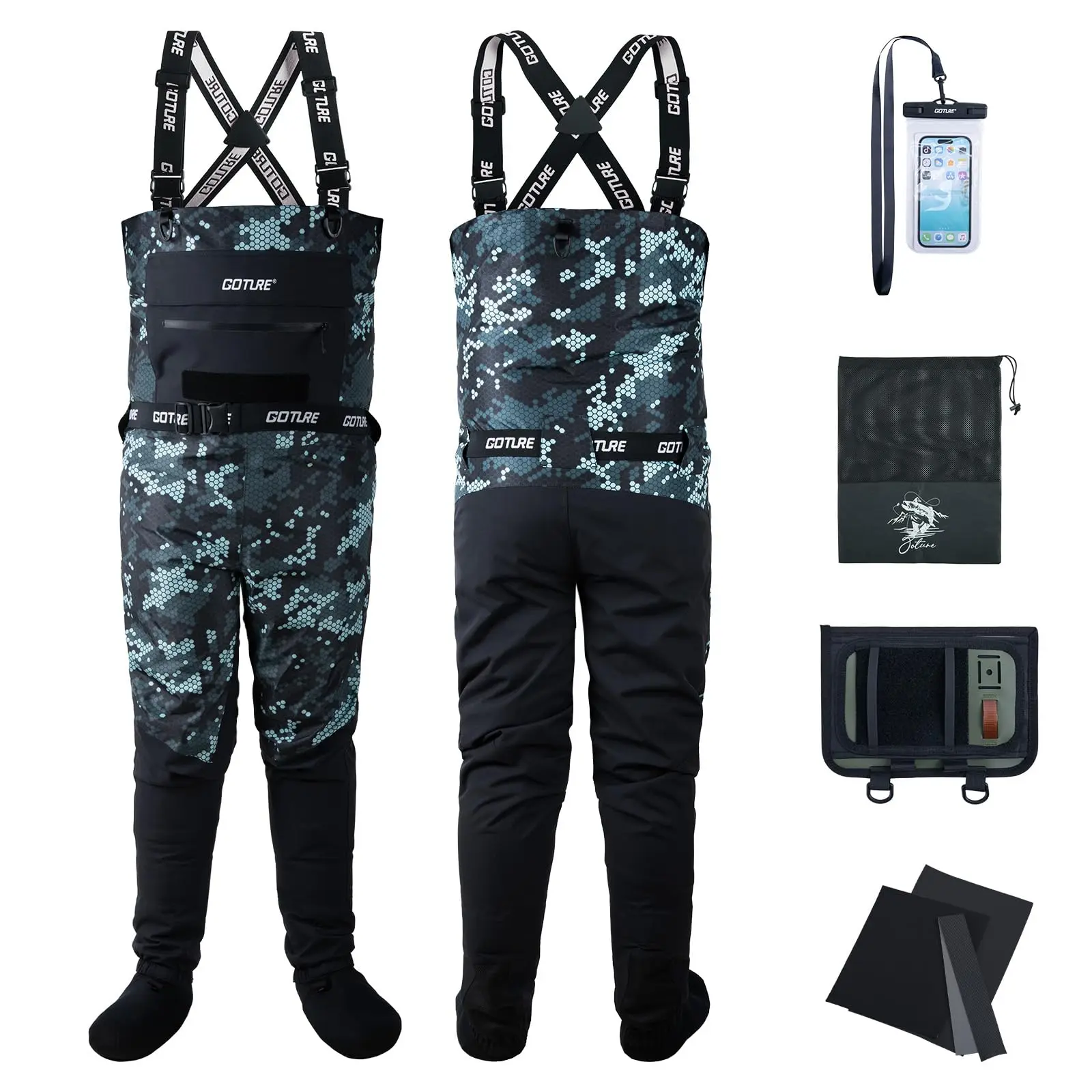 Vadeadores Goture camuflaje general para pesca en ríos