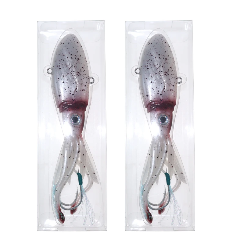 Cebo blando calamar jigging UV TPR con falda y anzuelos asistidos - imagen 4
