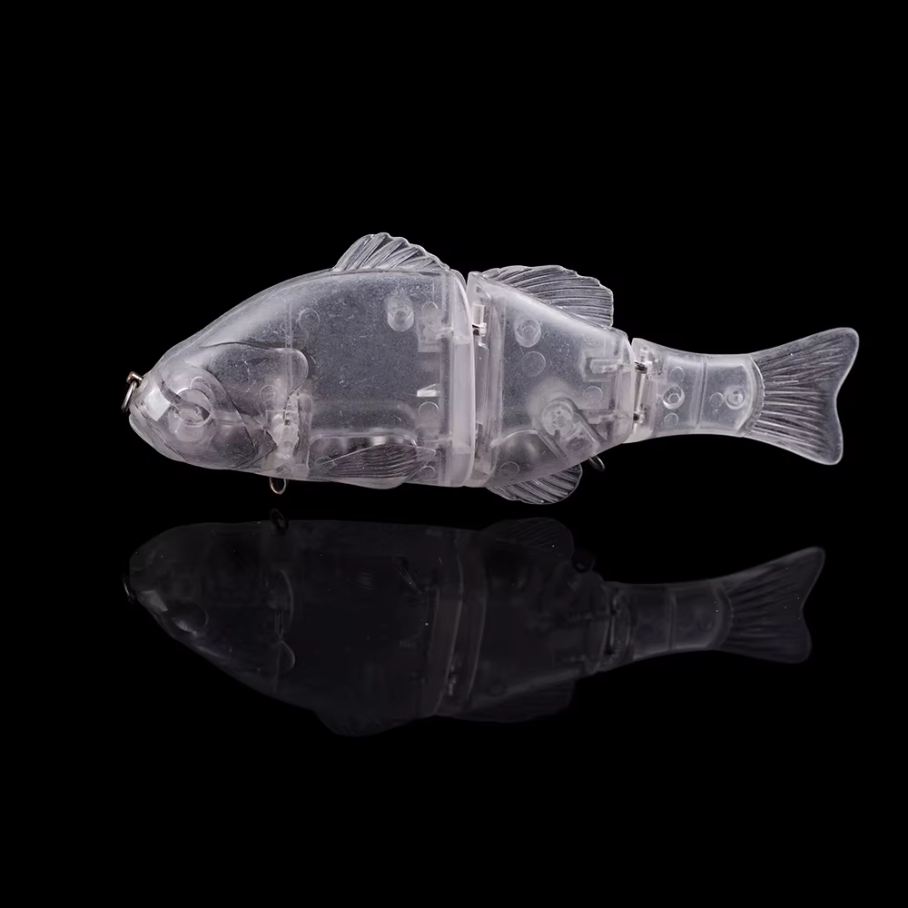Hanlin Swimbait Articulado - Señuelo blanco plástico duro con anillos