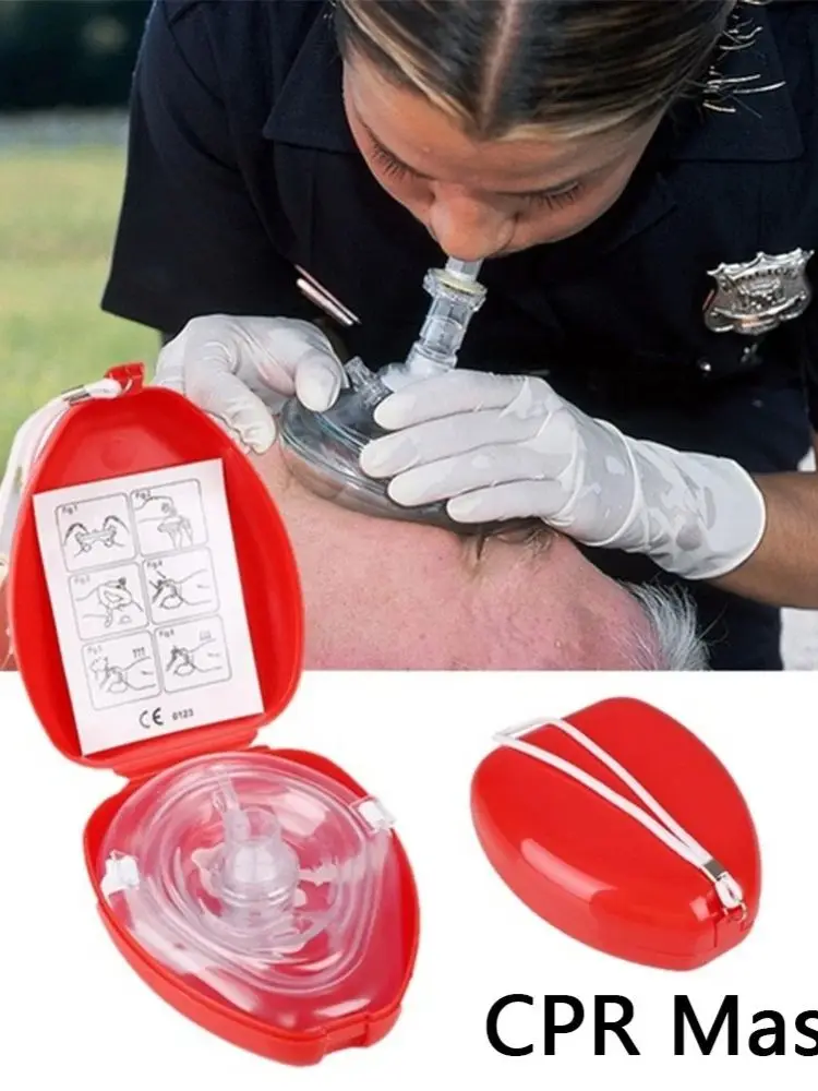 Máscara CPR con válvula unidireccional visible