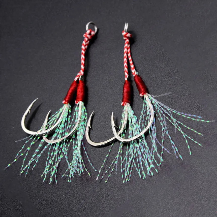 Anzuelos Jigging dobles con plumas y gancho de repuesto - imagen 3