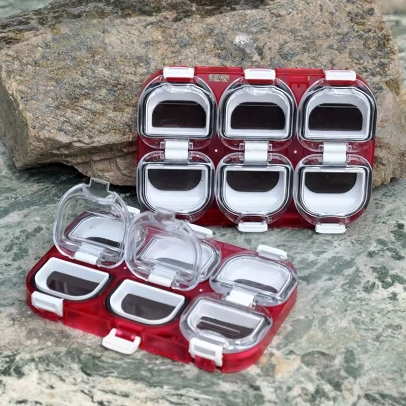 Caja de aparejos con imán y rejillas, anzuelo rojo/negro para pesca - imagen 2