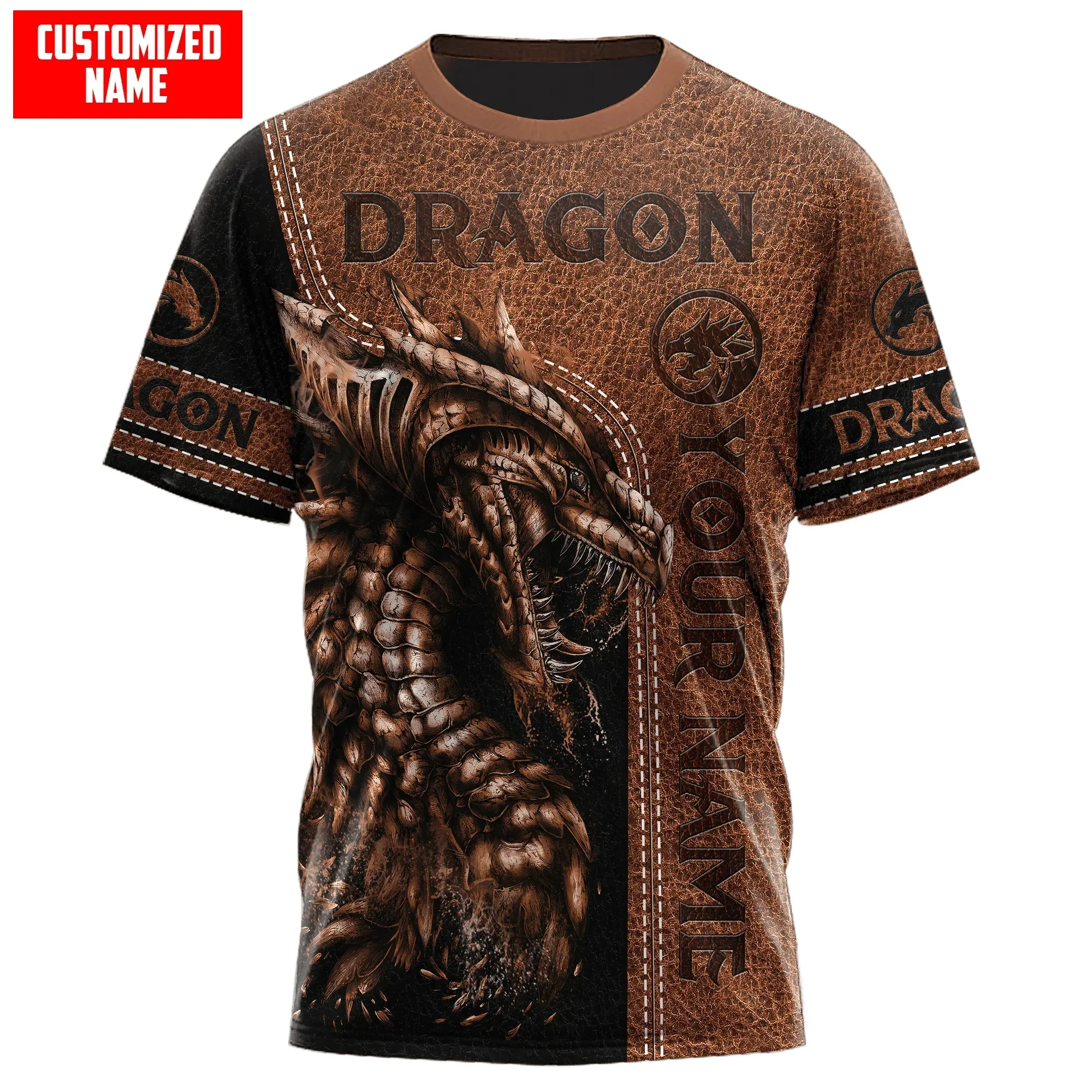 Camiseta de Pesca Personalizada con Nombre – Dragones Azules 3D - imagen 4