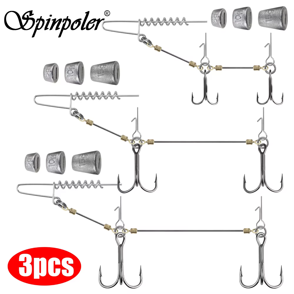 Spinpoler Anzuelos Triples Plomados Intercambiables Inox – Para Vinilos y Lucio