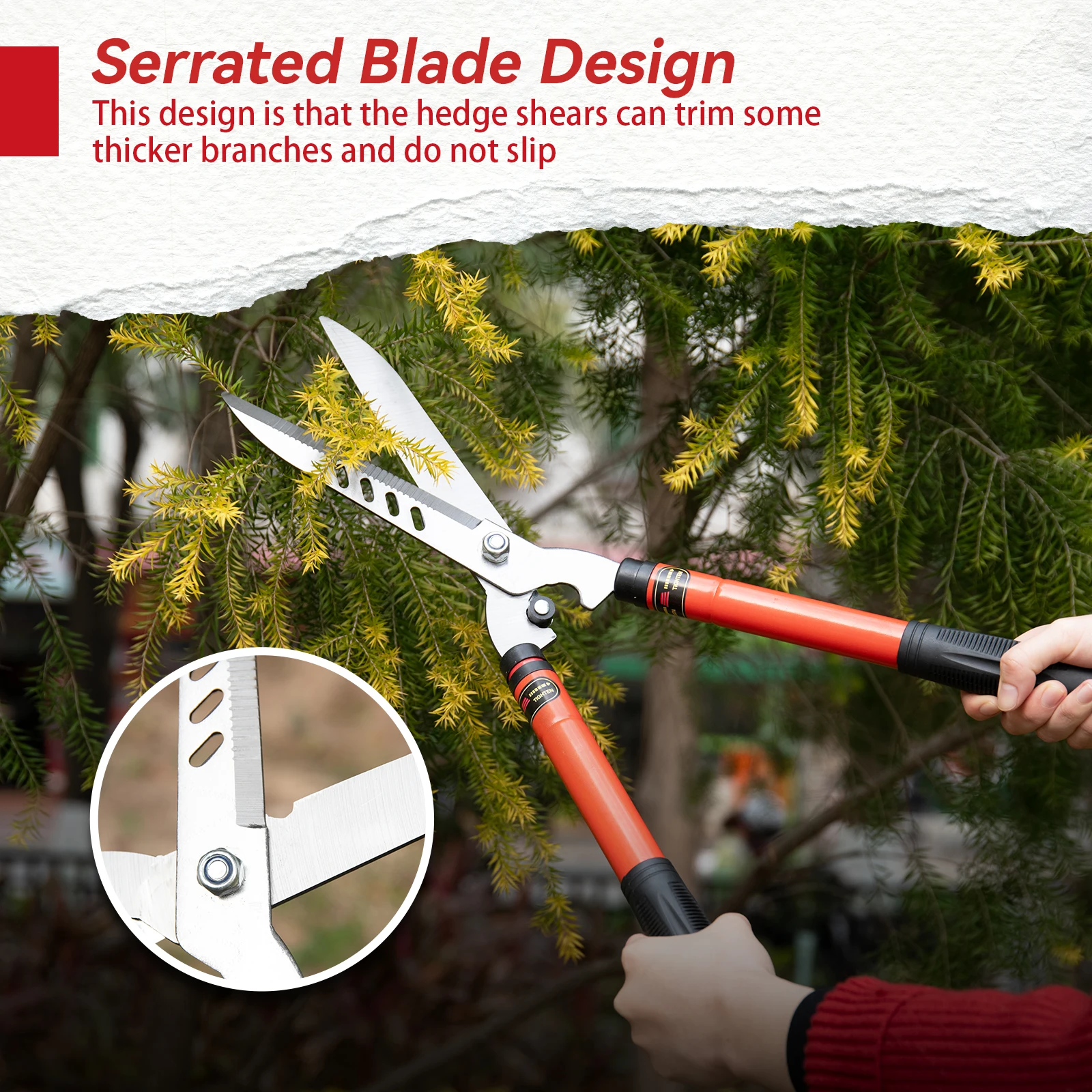 Tijeras de jardinería Goture de acero al manganeso – mango rojo - imagen 5