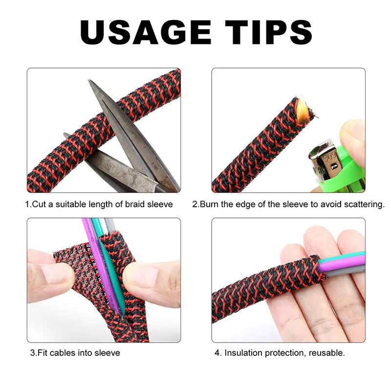 Organización de cables con funda PET