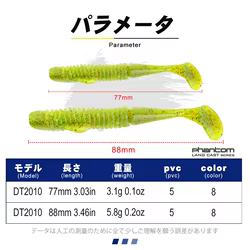 Señuelos de vinilo D1 Ribbed T-Tail para Lubina y Trucha