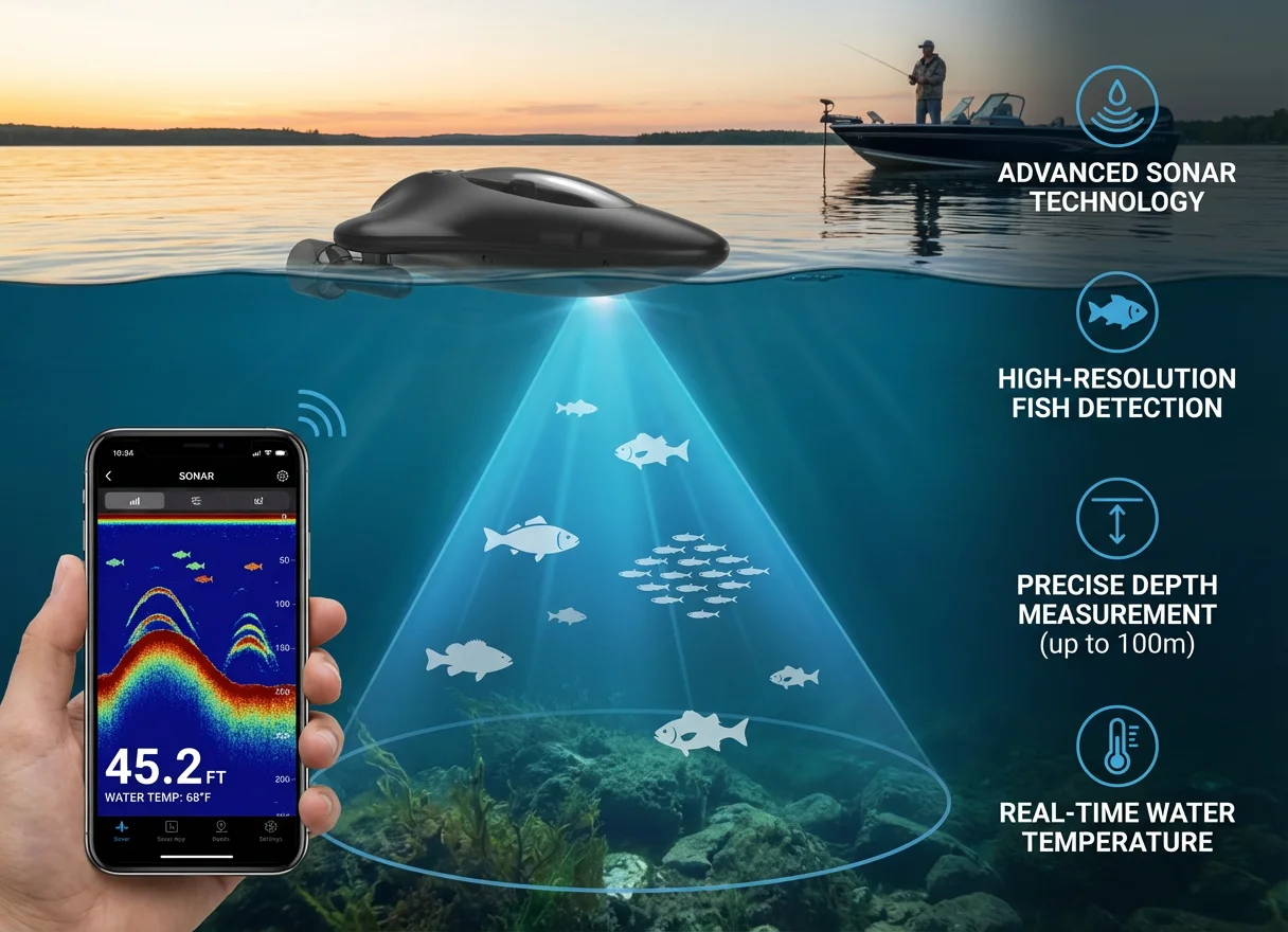 Control remoto desde la app y funciones de pesca