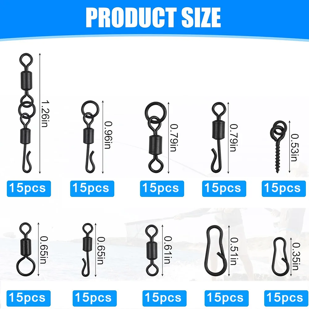 Clips giratorios de cambio rápido para aparejos de carpa