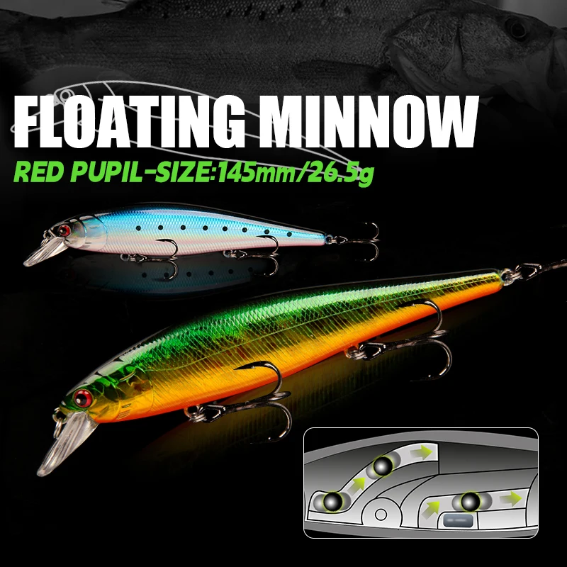 Crankbait Minnow flotante – Señuelo artificial duro para lubina