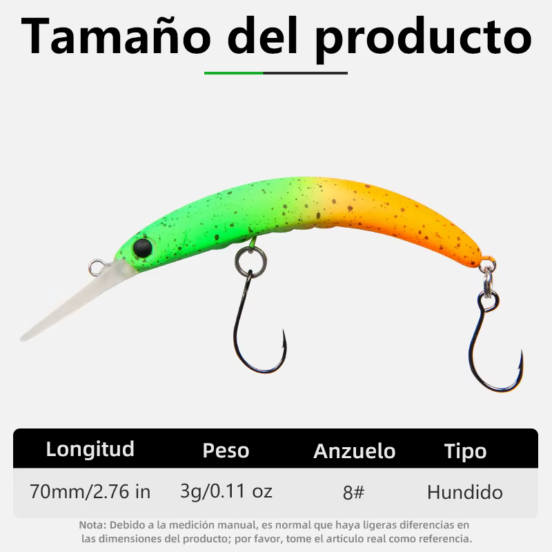 LETOYO Minnow Hundido – Señuelo duro para trucha, perca y lubina - imagen 2