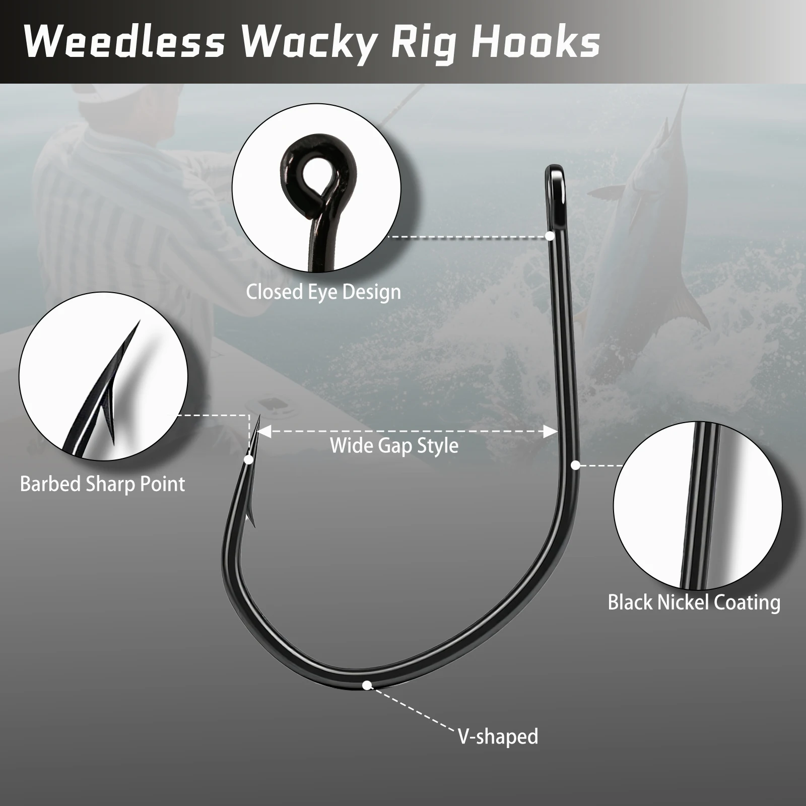 Anzuelos FishTrip Wacky Worm para drop shot, anti-enredos - imagen 2