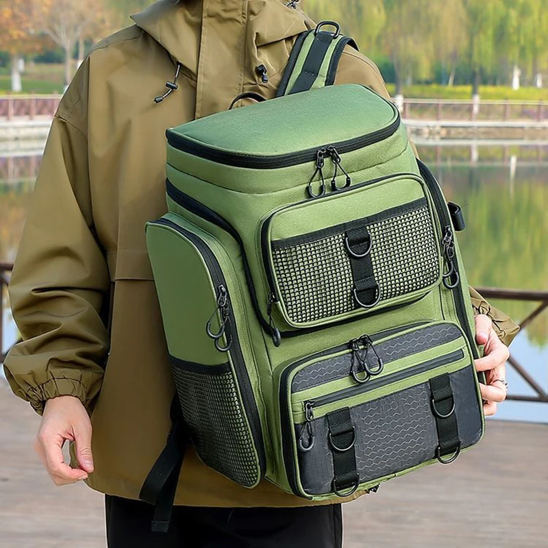 Mochila de pesca con soporte cañas y organizador señuelos - imagen 2