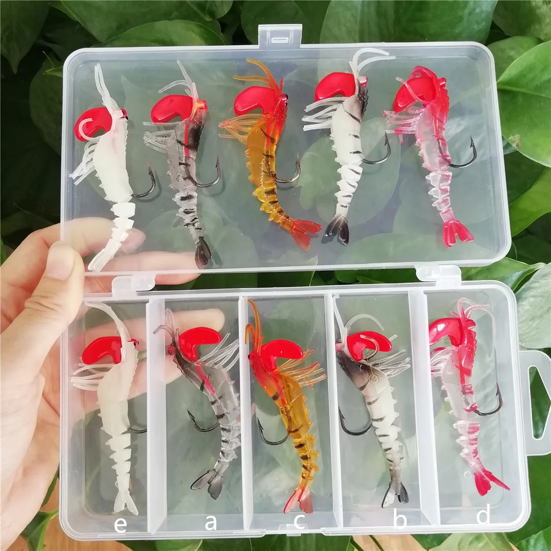 Señuelos de gambas silicona con cabeza plomo para trucha