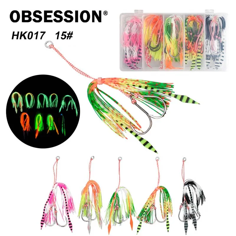 Anzuelos Jigging Madai Obsession HK017 con faldas de silicona