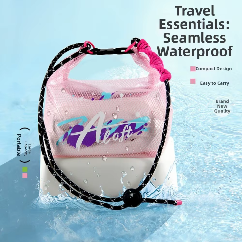 Bolsa de playa transparente en tonos rosa y verde