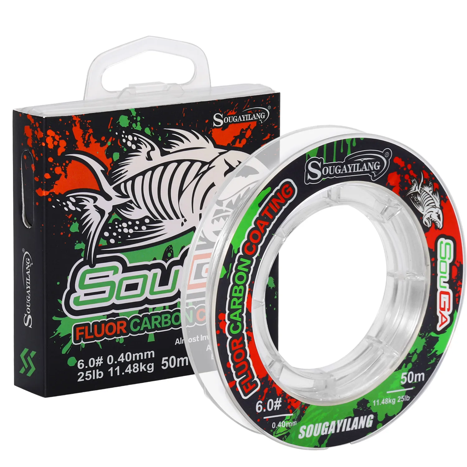 Bobina de línea de pesca Sougayilang fluorocarbono 50 m