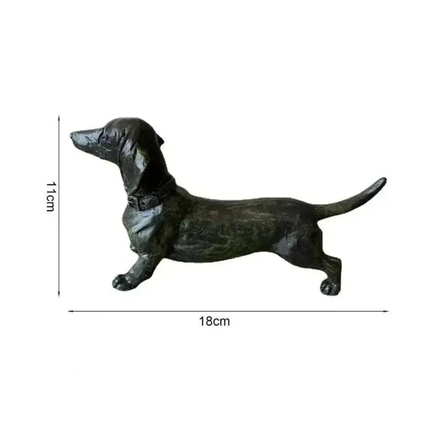 Figura perro salchicha resina negra para jardín y decoración