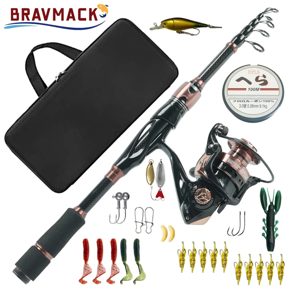 Kit de Pesca Telescópico BRAVMACK con carrete MT3000 y funda